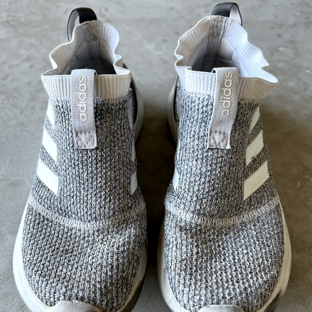 Adidas Athletics Shoe, Gray, White, & Black with no laces